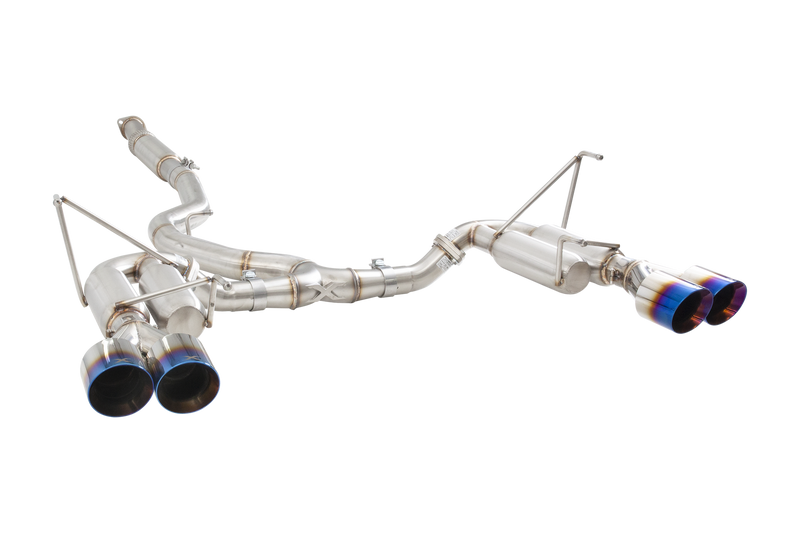 XForce Race Cat Back Exhaust (WRX/STi Sedan VA) - Burnt Blue Tips — fits Subaru STI