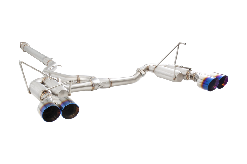 XForce Race Cat Back Exhaust System (WRX Sedan VB) - Burnt Blue Tips — fits Subaru WRX