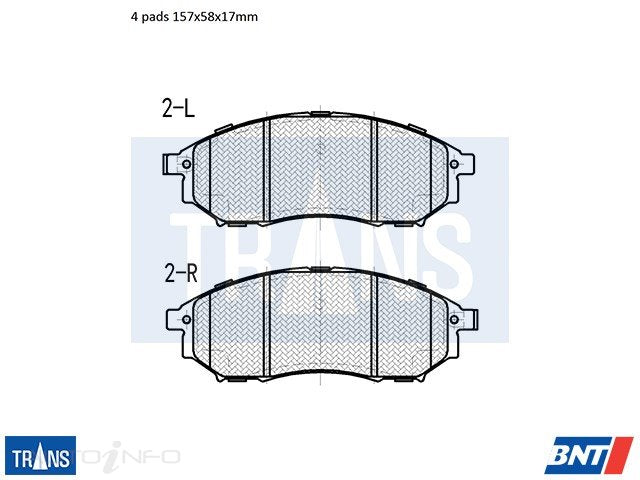 TRANS Brake Pads Transmission Front Nissan Skyline Navara - DB1696TR
