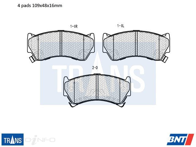 TRANS Brake Pads Transmission Front Mazda 323 94 Onwards - DB1302TR