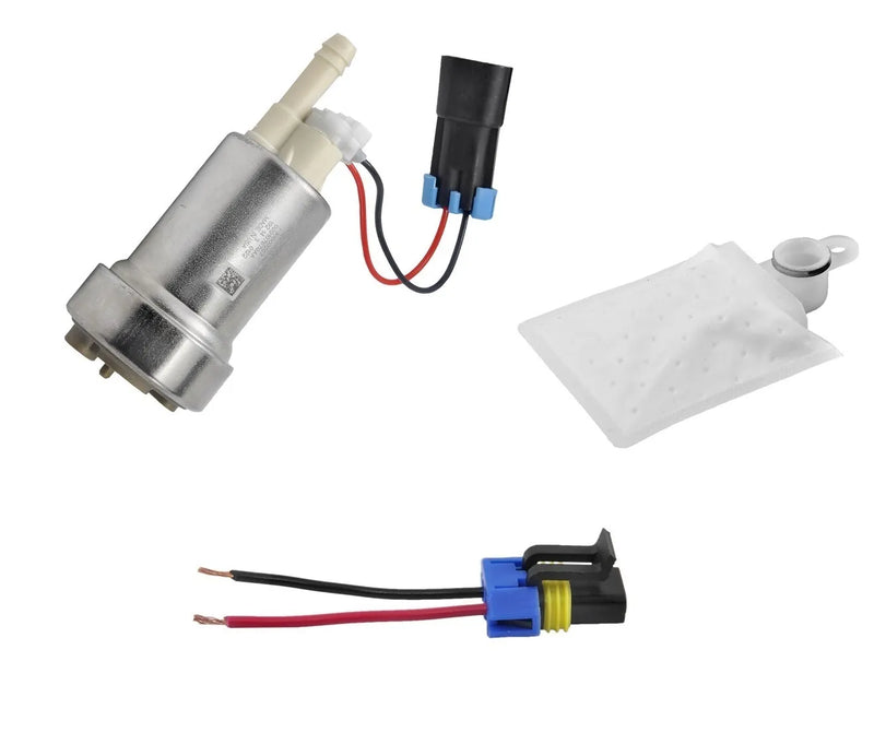 Walbro HP Hellcat In-Tank Fuel Pump 470lph W/Fitting Kit (e85 Compatible) 90 Degree Strainer