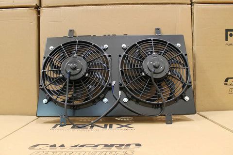Fenix Radiators Fan Shroud & Fans (Skyline R32 GTS-T-GT-R) - Satin Black — fits Nissan Skyline R32 Gts
