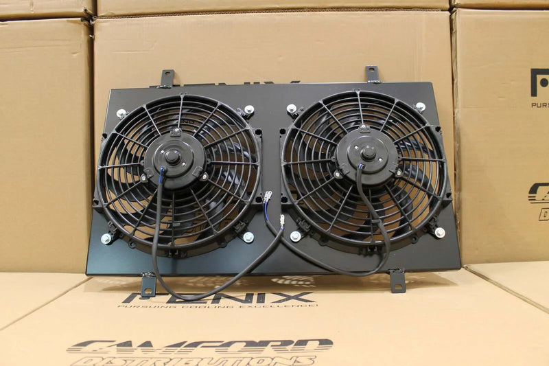Fenix Radiators Fan Shroud & Fans (Skyline R32 GTS-T-GT-R) - Satin Black — fits Nissan Skyline R32 Gts