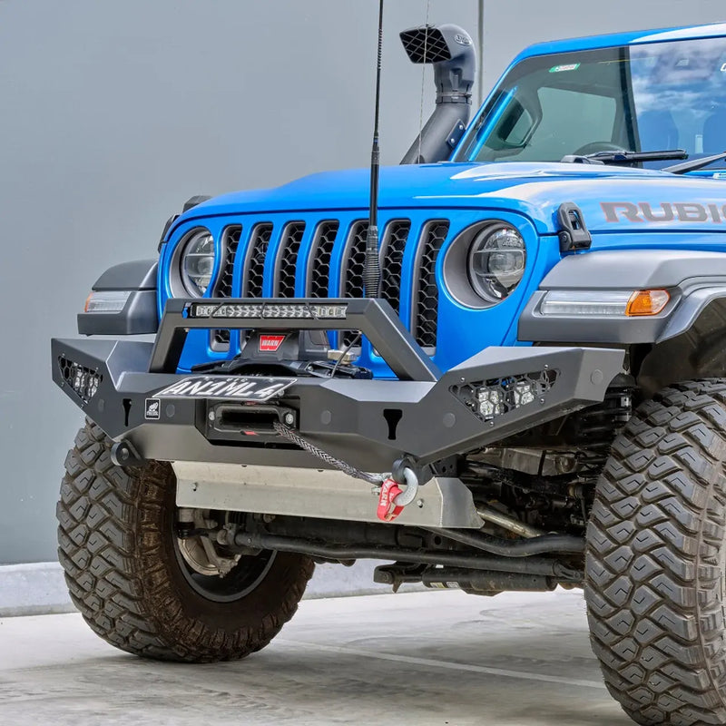 Offroad Animal Predator Bull Bar Matte Black (Wrangler JL 19+) - Round Tube 3in Black Skid — fits Jeep Wrangler