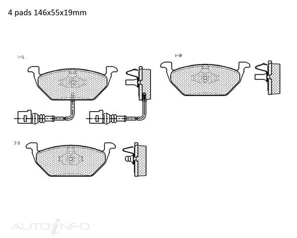 Motorgear Brake Pads Front Audi VW Skoda 00-On - BDP1405