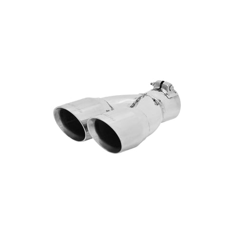 Flowmaster Exhaust Tip Exhaust Tip - 3.00 in. Dual Angle Cut Polished SS Fits 2.50 in. Tubing -Clamp on