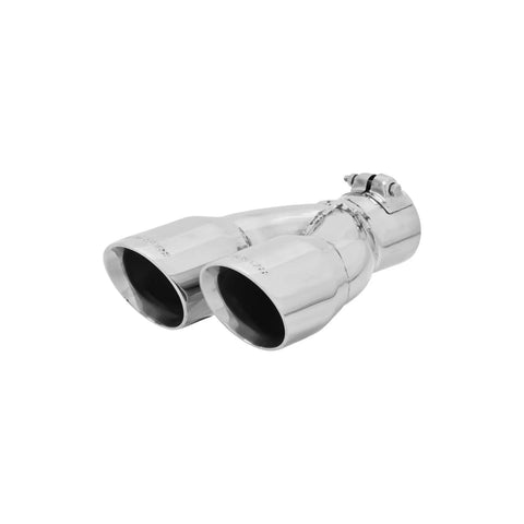Flowmaster Exhaust Tip Exhaust Tip - 3.00 in Dual Angle Cut Polished SS Fits 2.50 in. - Right -Clamp on