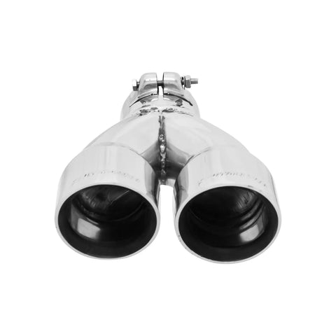 Flowmaster Exhaust Tip Exhaust Tip - 3.00 in Dual Angle Cut Polished SS Fits 2.50 in. - Left - Clamp on