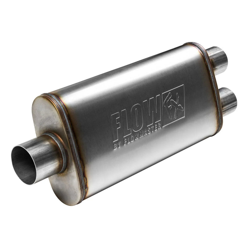 Flowmaster Flow FX Muffler Flow FX Muffler - 3.00 Center In/2.50 Dual Out - Moderate Sound - Stainless Steel