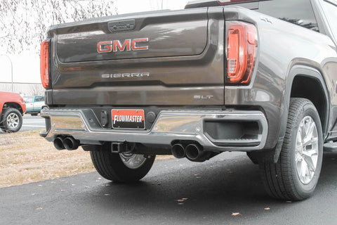 Flowmaster American Thunder Cat-back Exhaust System Fits 2019-2023 Chevrolet Silverado, GMC Sierra 1500 with 6.2L engine. - Aggressive to moderate sound