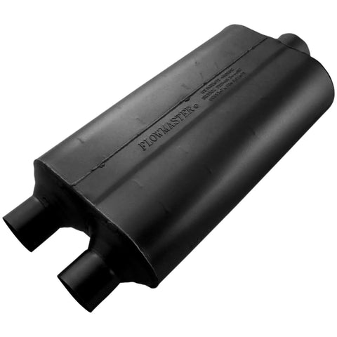 Flowmaster Super 50 Series Chambered Muffler Super 50 Stainless Steel - 2.25 Dual In / 3.00 Center Out - Mild Sound...