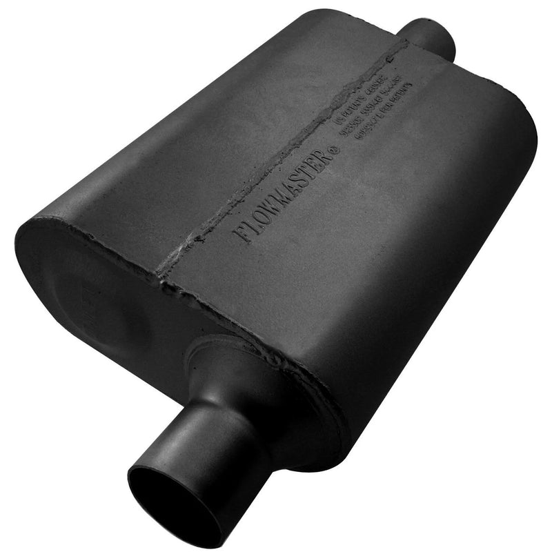 Flowmaster 40 Series Delta Flow Chambered Muffler 40 Delta Flow® - 2.25 Offset In / 2.25 Center Out - Aggressive So...