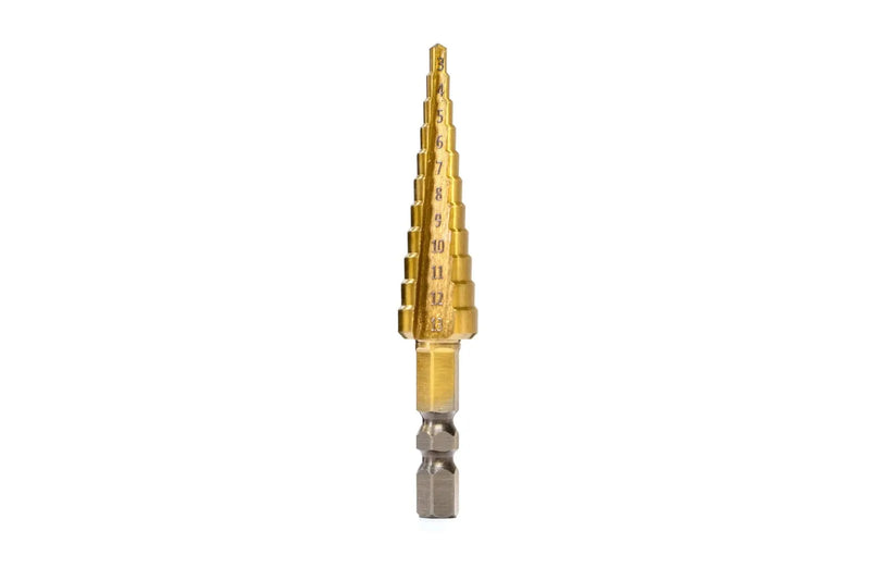 Flow Designs Metric Step Drill Bit : HSS Titanium Coated 3mm  13mm