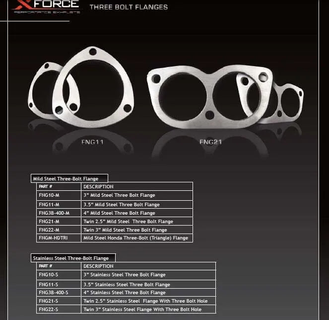 XForce Twin 3in Three-Bolt Flange - Stainless Steel