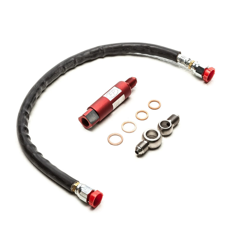 Cobb Tuning FP High Flow Oil Supply Line w/Inline Filter (EXO X) — fits Mitsubishi Evo