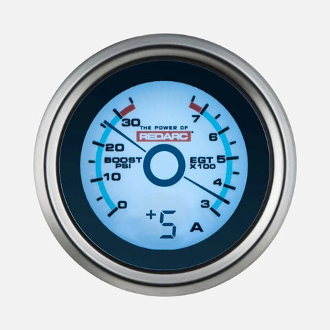 Redarc EGT & Boost Pressure 52mm Gauge with Optional Current Display