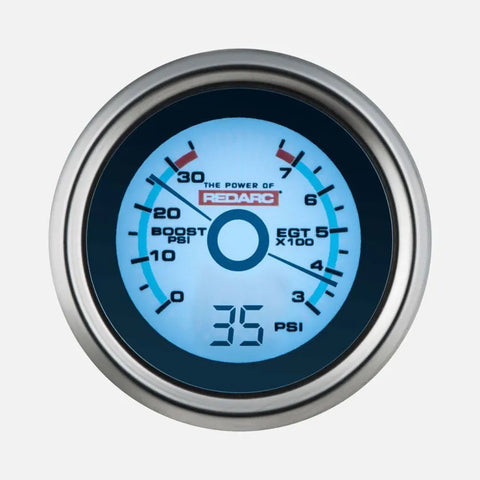 Redarc EGT + Boost Pressure Gauge with Optional Oil Pressure Display