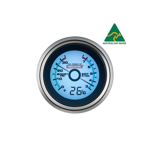 Redarc EGT & Boost Pressure 52mm Gauge w/Optional Temp Display