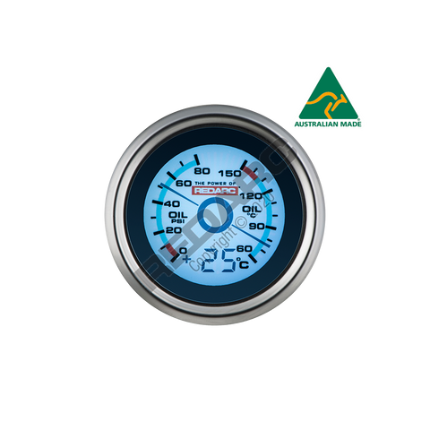Redarc Oil Pressure & Oil Temp 52mm Gauge With Optional Temp Display
