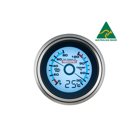 Redarc Oil Pressure & Water Temperature 52mm Gauge With Optional Temperature Display