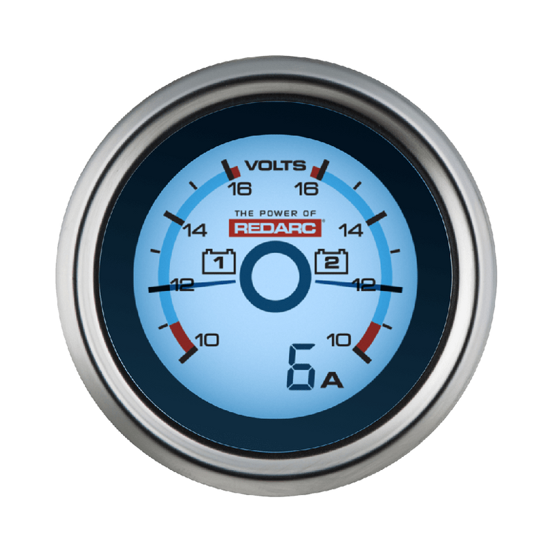 Redarc Dual Voltage 52mm Gauge with Optional Current Display