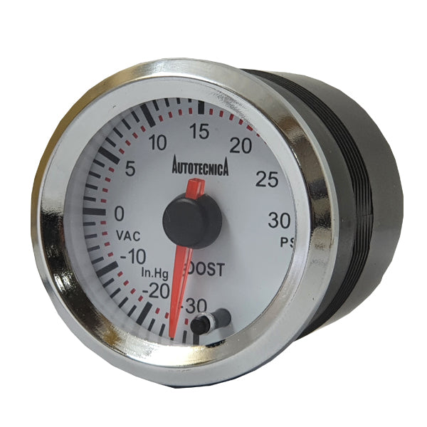 Autotecnica Turbo Boost Gauge -30 - +30psi White/Chrome