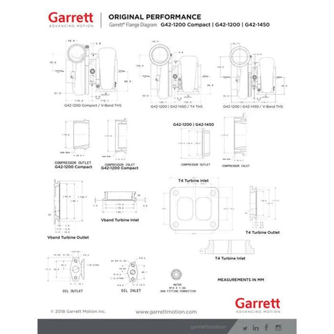 GCG Turbos G42-1200 Turbo Charger Garrett 1.15a/r T4 T/E V-Band 73mm/75mm