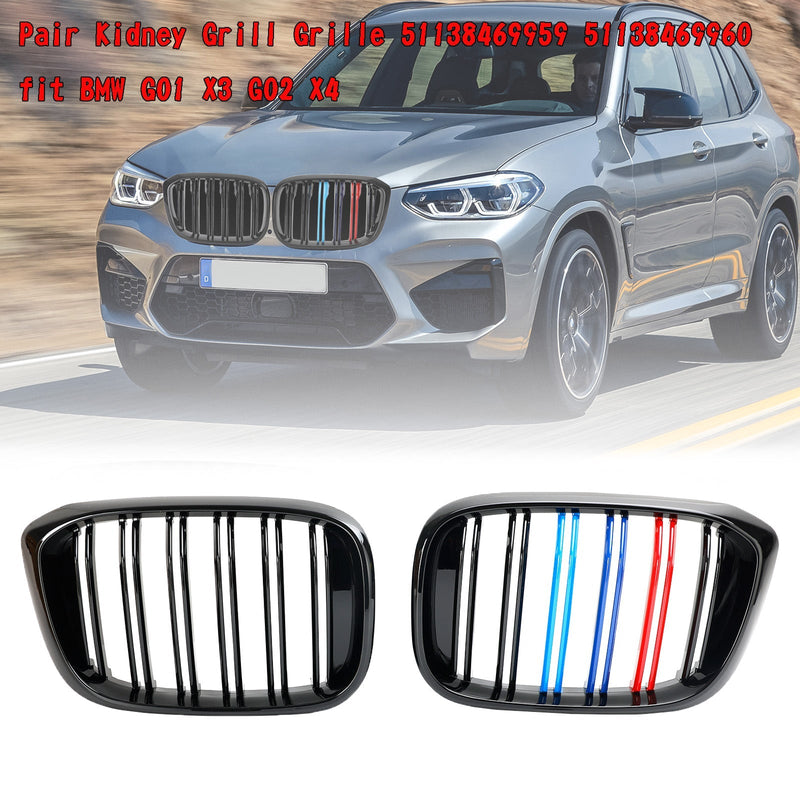 BMW X3 G01 X4 G02 M-Color Kidney Grille Gloss Black (2018-2023)