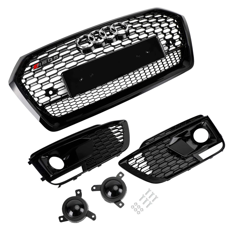 Audi Q5 SQ5 RSQ5 18-20 Front Honeycomb Mesh Grille & Fog Grille