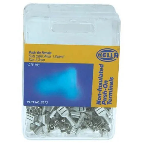Hella Pkt 100 Terminal Female Blade 6.3mm Non Insulated
