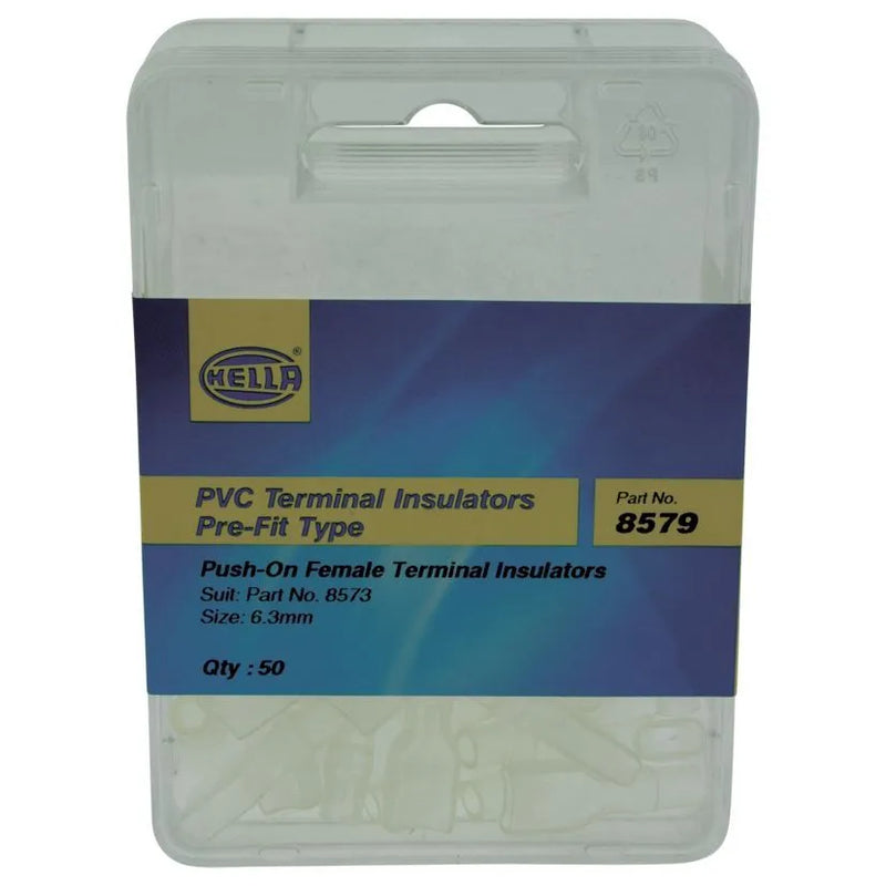 Hella Pkt 50 Terminal Insulator Female 6.3mm Suits Terminal