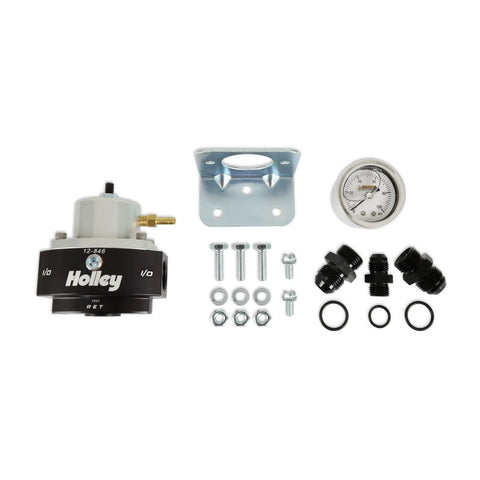 Holley EFI Billet Bypass Fuel Pressure Regulator Kit 15-60 Psi - Fittings and Gauge Included