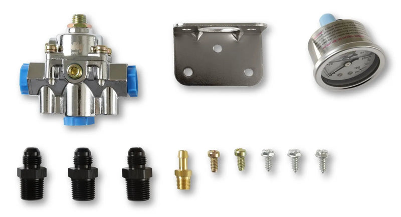 Holley EFI Die Cast EFI Bypass Fuel Pressure Regulator Kit 15-60 Psi - Fittings and Gauge Included