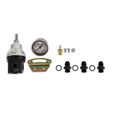 Holley EFI EFI BILLET BYPASS FUEL PRESSURE REGULATOR KIT 15-90 PSI Fuel Regulator 6AN Boost Reference 1:1, Gauge an...