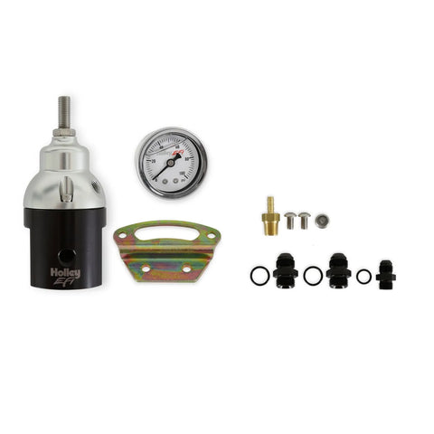 Holley EFI EFI BILLET BYPASS FUEL PRESSURE REGULATOR KIT 15-90 PSI Fuel Regulator 8AN Boost Reference 1:1, Gauge an...