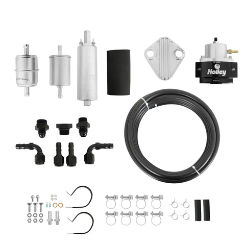 Holley EFI Fuel System Kit In-line Fuel Pump 12-920, Billet Regulator, Metal Filters, Earl's Super Stock hose, Bar...