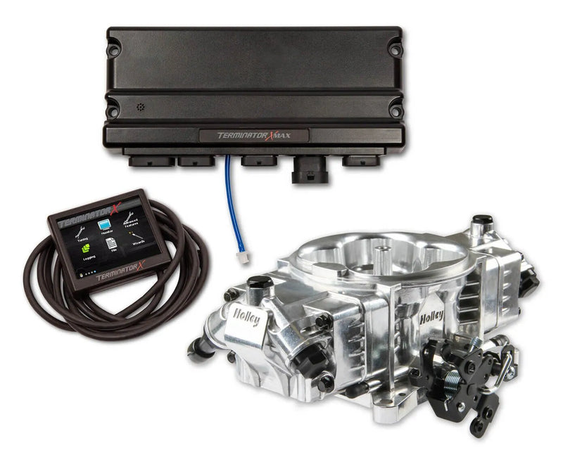 Holley EFI Terminator X Max Stealth 4150 - GM LS Engines Shiny - 24X Crank - Trans Control - 650 HP - 3.5 in. Touch...