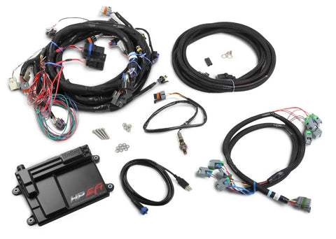 Holley EFI HP EFI ECU & Harness Kits GM LS2/3/7 58x crank sensor with USCAR EV6 Style connectors on injector harnes...