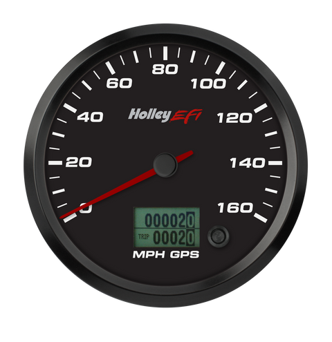 Holley EFI GPS Speedometer 4-1/2" GPS Speedometer w/ Odometer, 0-160 MPH, Black Face
