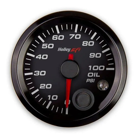 Holley EFI Oil Pressure Gauge Oil Pressure Gauge - Standard 2-1/16" size - CAN - 0-100 PSI - Black Face - Black Bezel