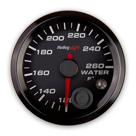 Holley EFI Coolant Temp Gauge coolant temperature - Standard 2-1/16" size - 120°-260° - Black Face - Black Bezel