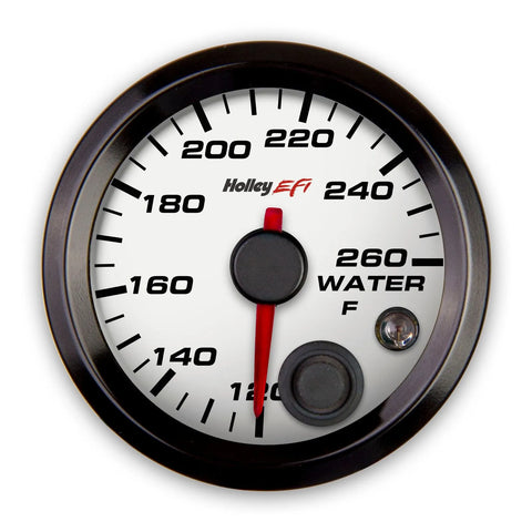 Holley EFI Coolant Temp Gauge Standard 2-1/16" size - 120°-260° - White Face - Black Bezel