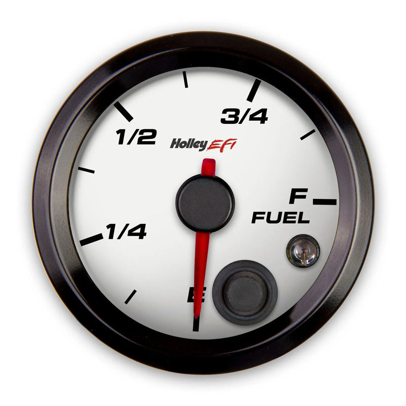 Holley EFI Fuel Level Gauge Standard 2-1/16" size - Programmable - White Face - Black Bezel