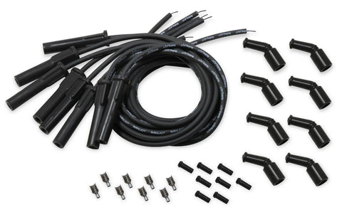 Holley EFI LS Spark Plug Wire Set - Cut to Fit Black Wire with Black Straight Boots Plug End - 135 Degree Coil Boot...