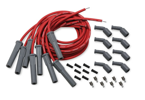 Holley EFI LS Spark Plug Wire Set - Cut to Fit Spark Plug - Cut to Fit- Wire set, Red with Gray 135 degree boots de...