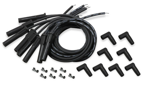 Holley EFI LS Spark Plug Wire Set - Cut to Fit Spark Plug - Cut to Fit- Wire set, Black with Black 180 degree boots...