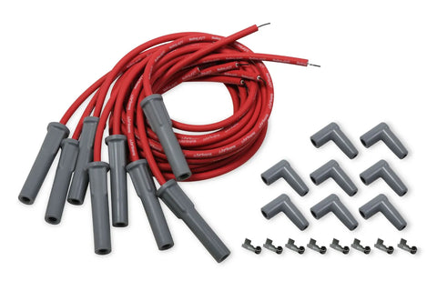 Holley EFI LS Spark Plug Wire Set - Cut to Fit Spark Plug - Cut to Fit- Wire set, Red with Gray 180 degree boots fo...