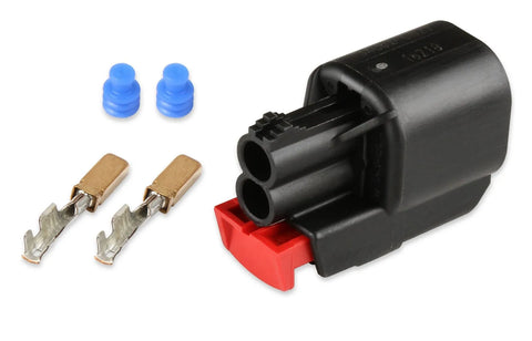Holley EFI COYOTE Coolant Temperature Sensor Connector MX 150, 2 CAVITY, FEMALE, BLACK
