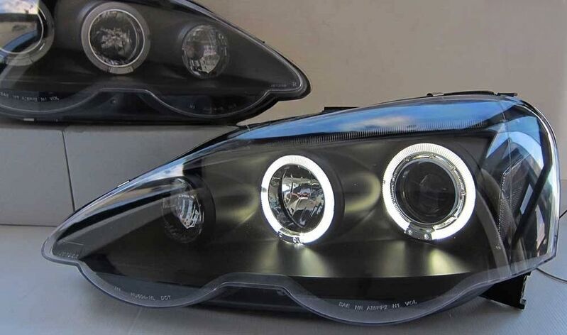 Black Dual Halo LED Projector Headlights to suit Honda Integra Type S Type R 2001-2003 — image 2