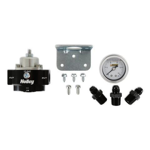 Holley Billet Bypass Fuel Pressure Regulator Kit 4.5-9 Psi - Fittings and Gauge Included